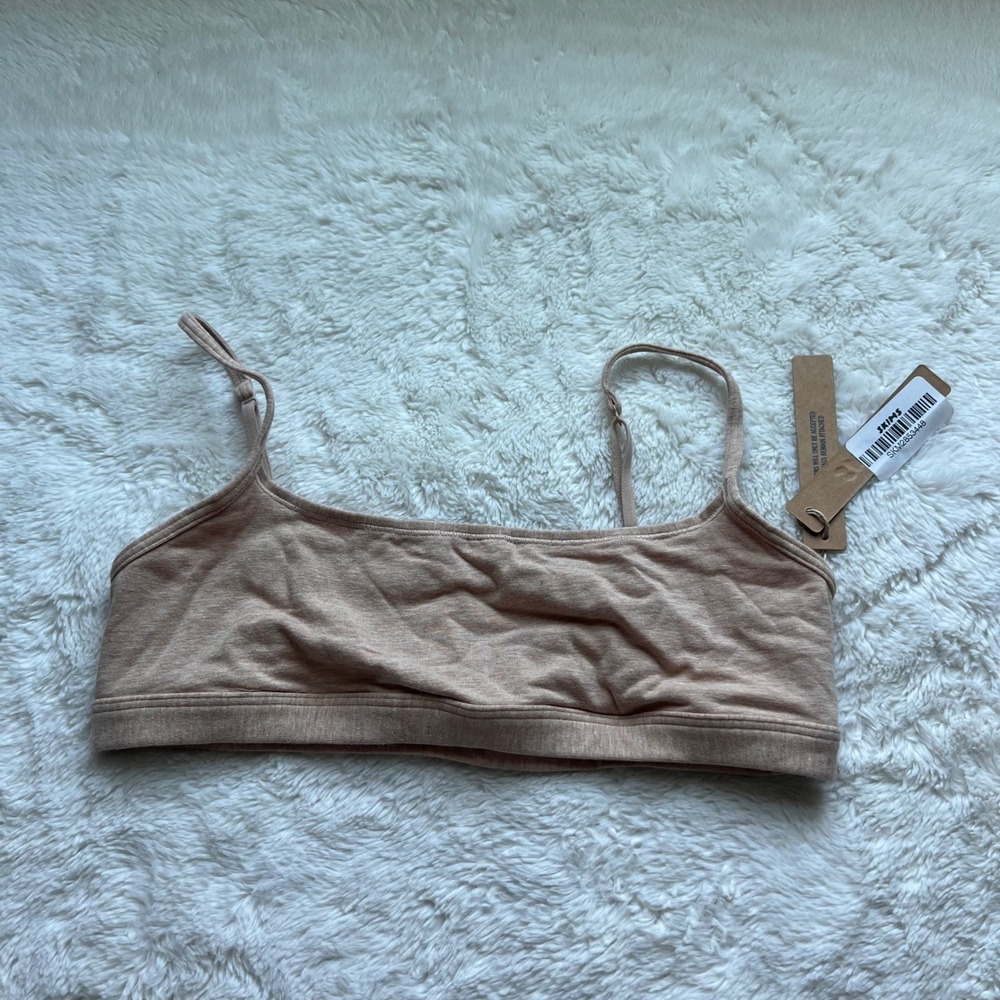 SKIMS Womens Everyday Cotton Scoop Bralette Clay Heather BR-BRL-10643W Small NWT